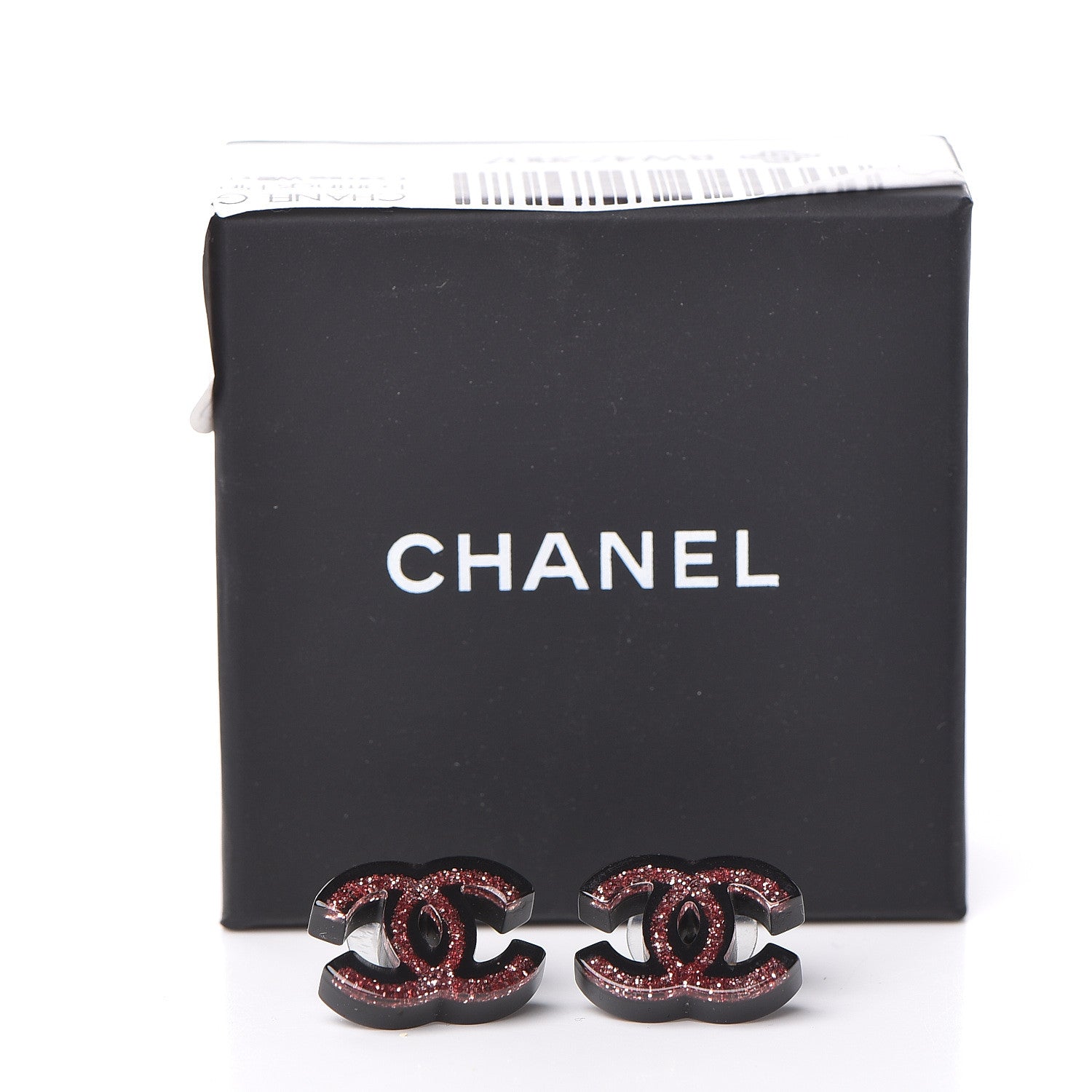 Chanel Glitter Resin CC Earrings Pink Black 5 of 5