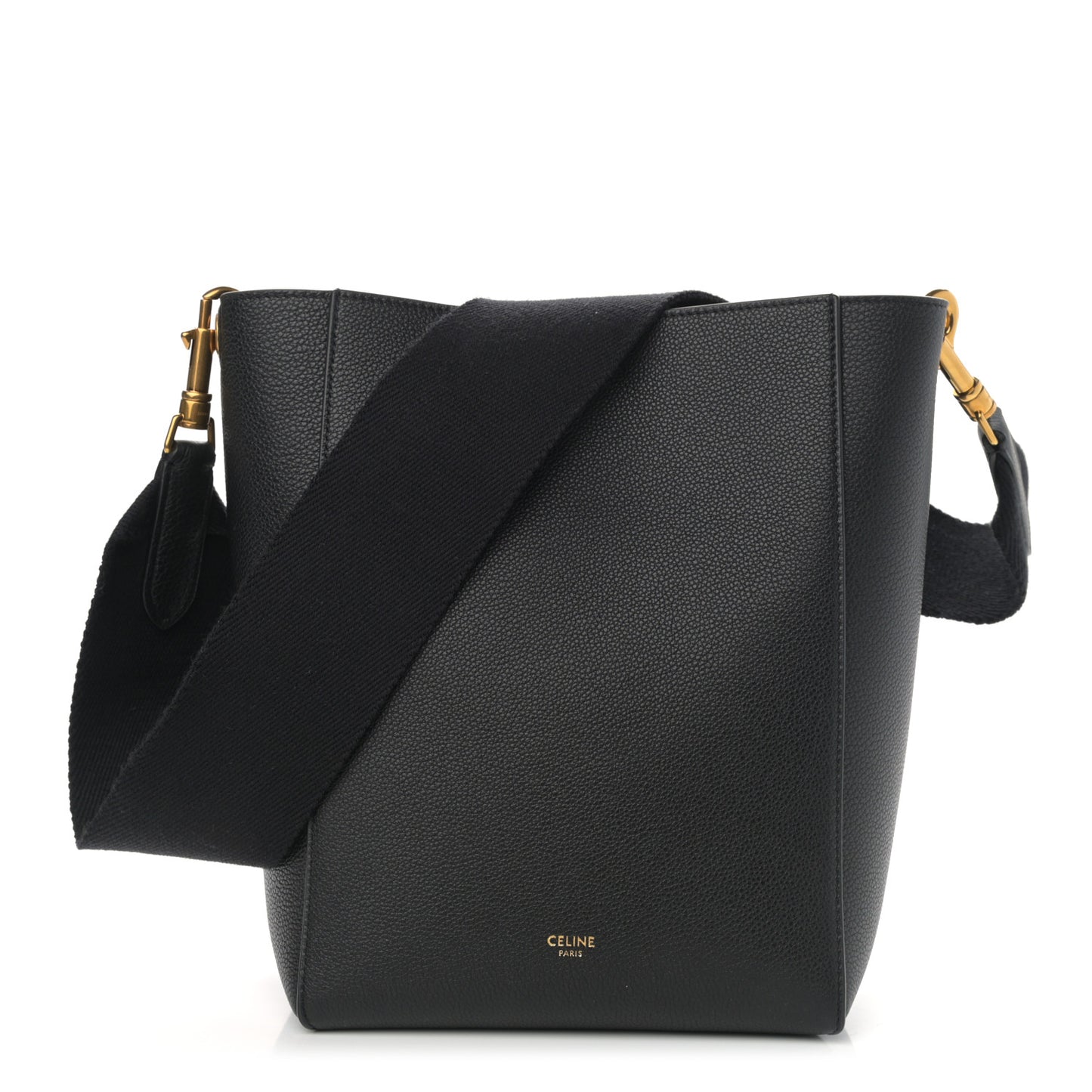Soft Grained Calfskin Small Sangle Bucket Bag Black