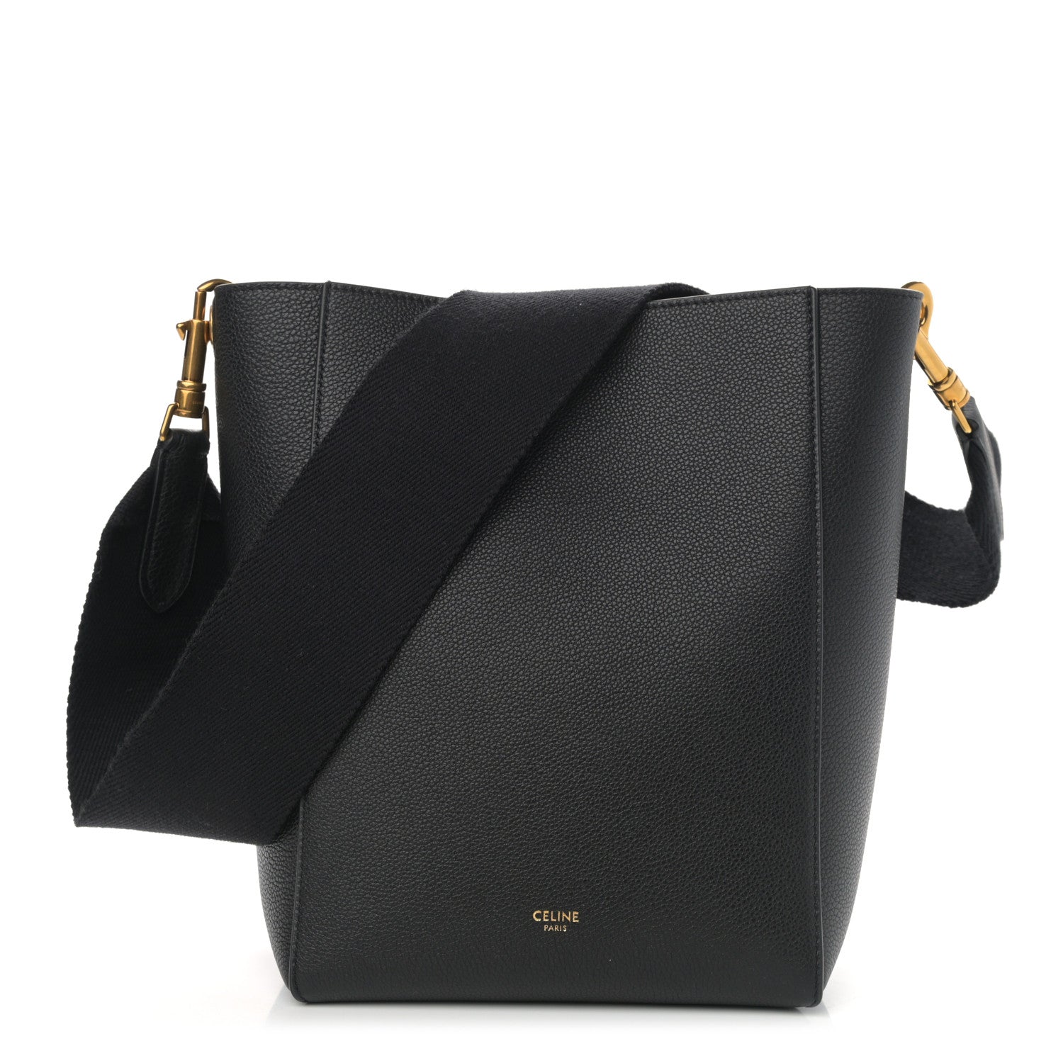Celine Soft Grained Calfskin Small Sangle Bucket Bag Black 1 of 8