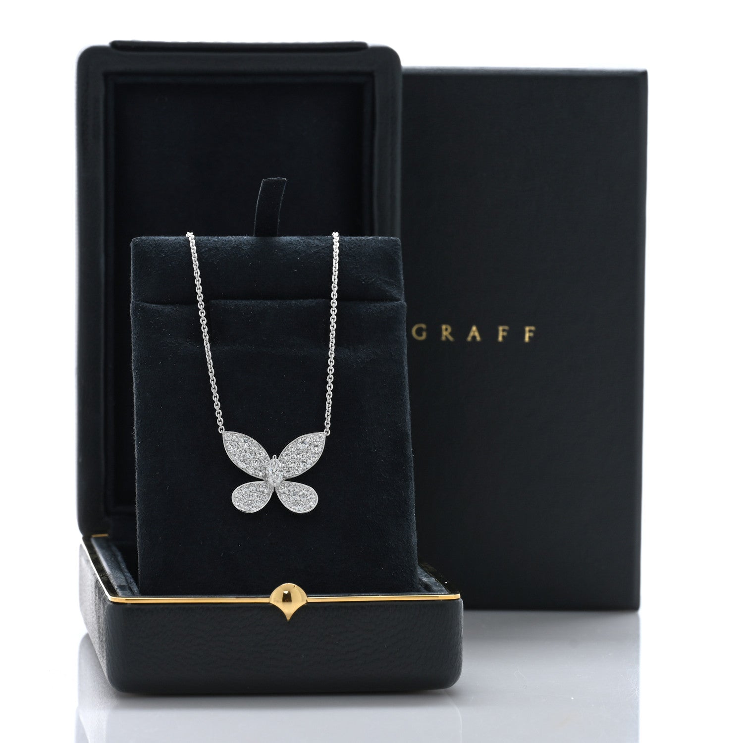 Graff 18K White Gold Diamond Butterfly Pendant Pave Necklace 5 of 5