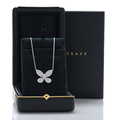 Graff 18K White Gold Diamond Butterfly Pendant Pave Necklace 5 of 5