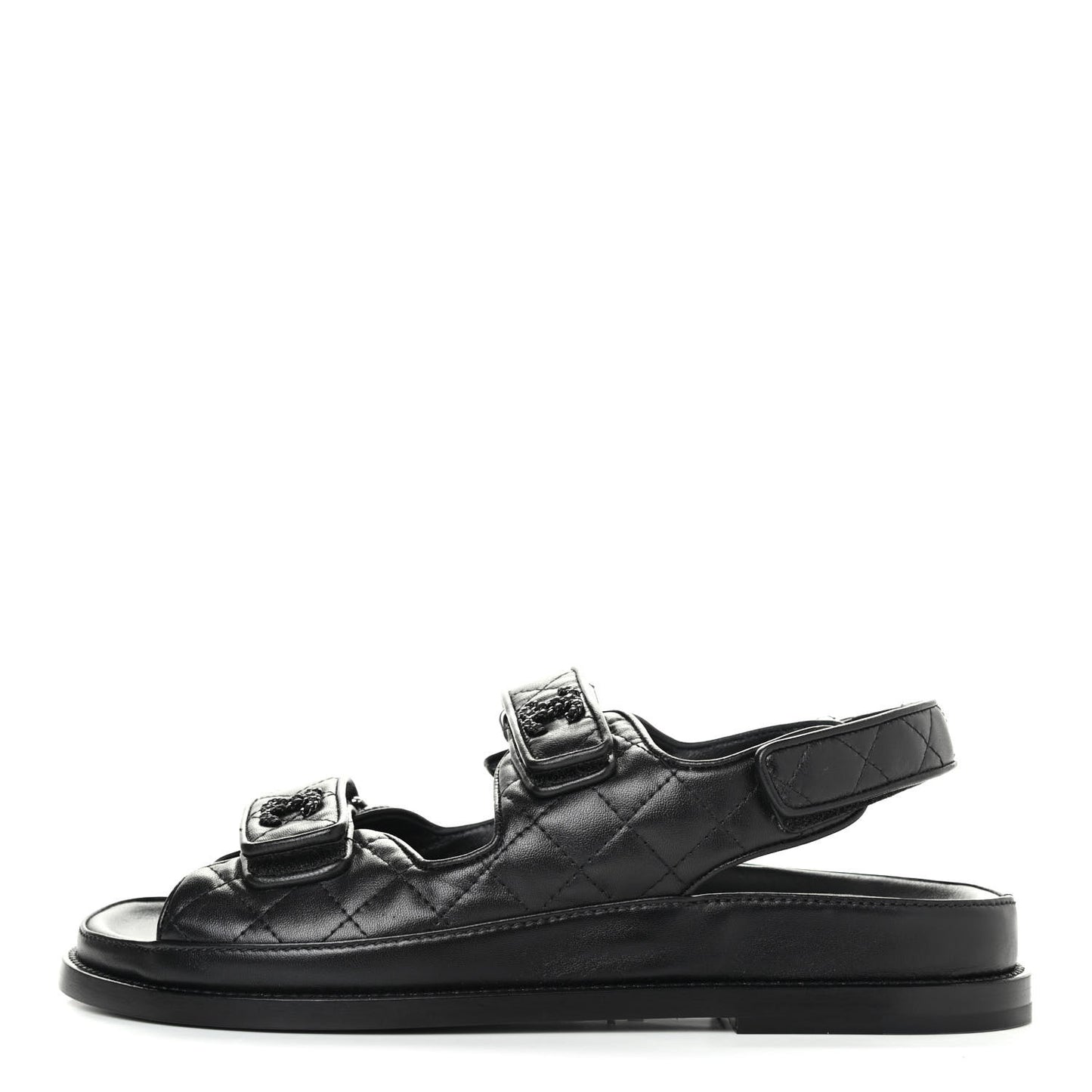 Lambskin Velcro Dad Sandals 39 Black