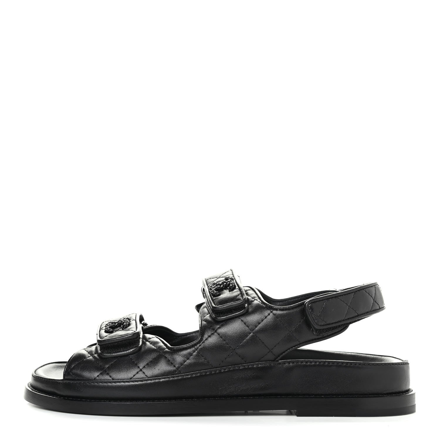 Chanel Lambskin Velcro Dad Sandals 39 Black 1 of 4