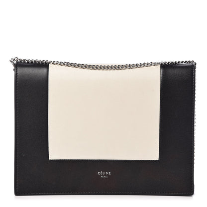 Celine Smooth Lambskin Frame Evening Chain Clutch Black White 1 of 16