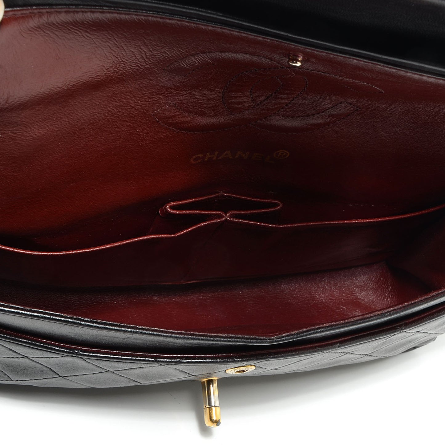 Lambskin Medium Double Flap Black