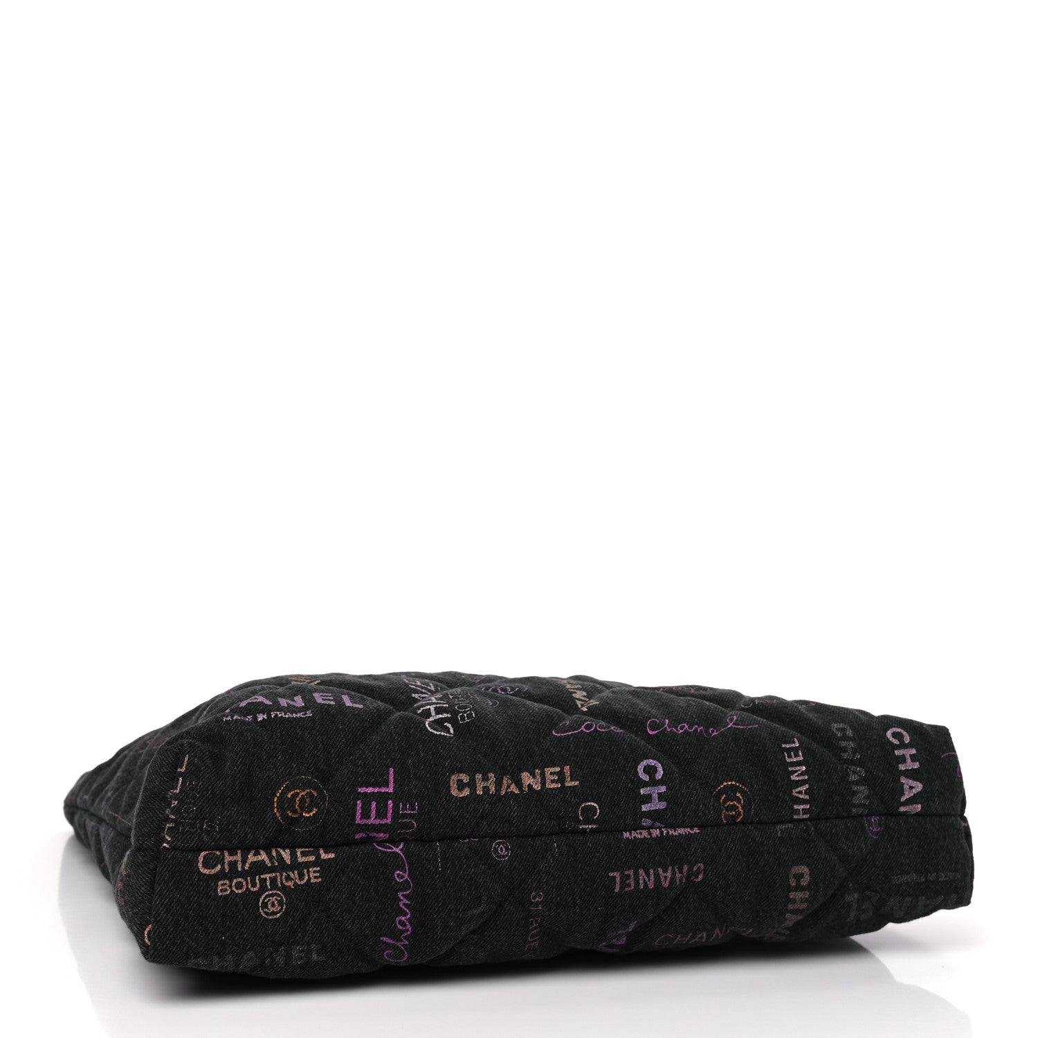 Chanel Denim Quilted Denim Mood Maxi Shopping Bag Black Multicolor 4 of 9