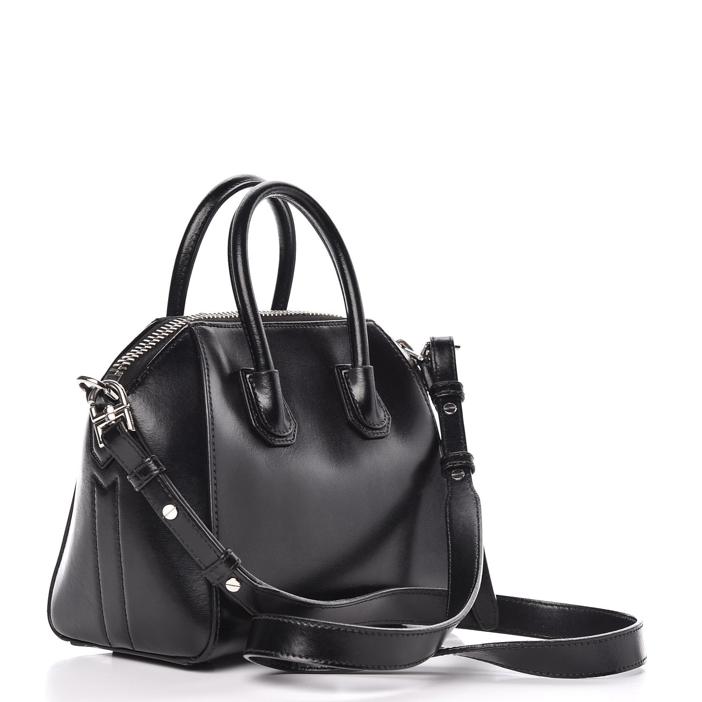 Shiny Lord Calfskin Mini Antigona Black
