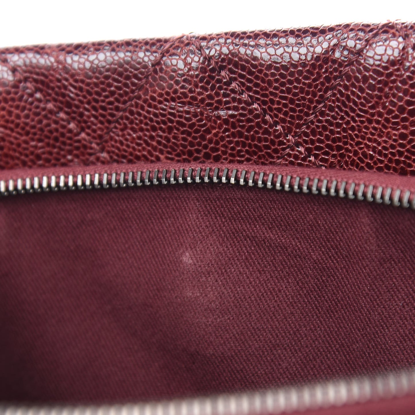 Crumpled Grained Calfskin CC Crave Tote Burgundy