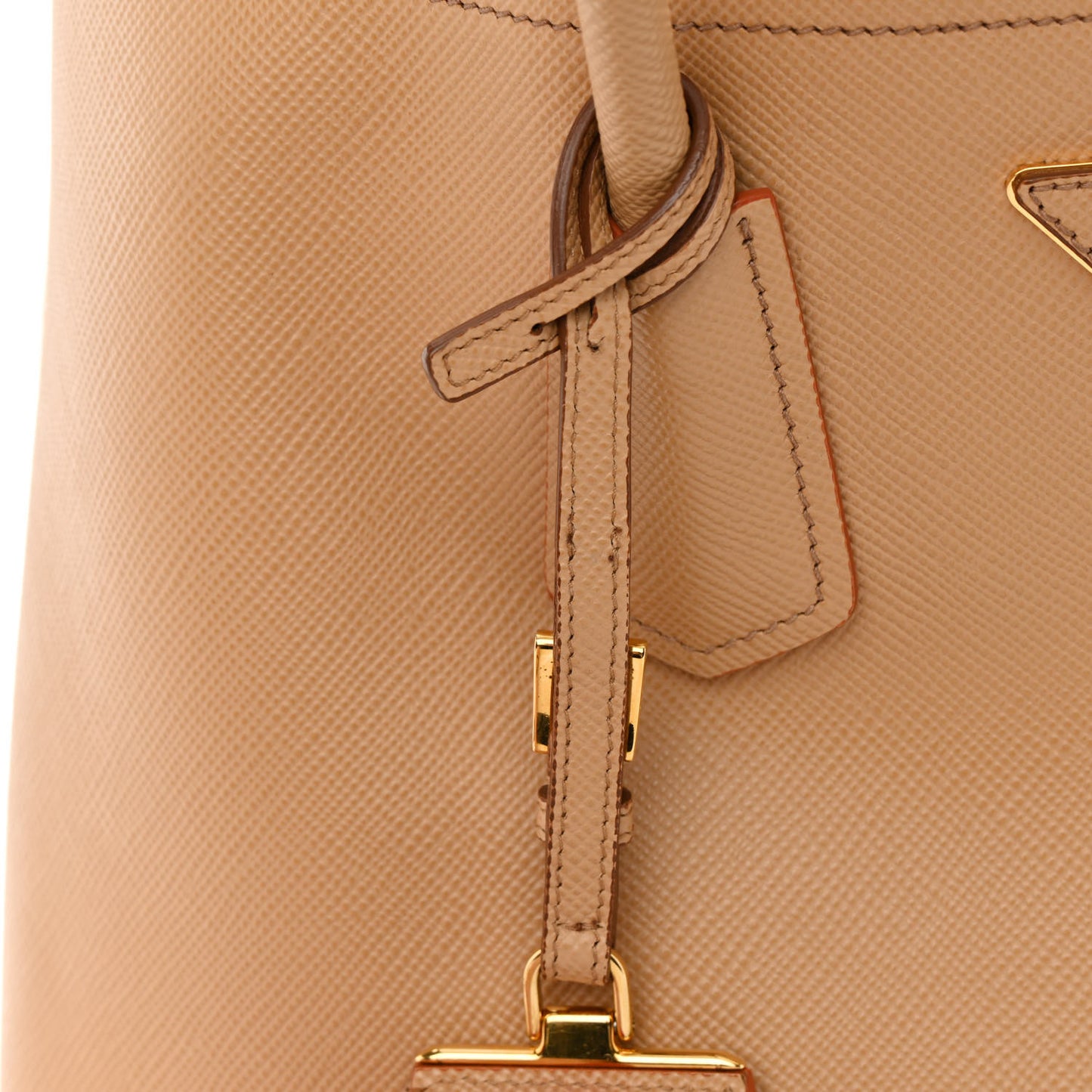 Saffiano Cuir Medium Double Bag Noisette Papaya
