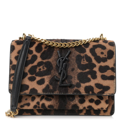 Saint Laurent Calf Hair Monogram Small Sunset Chain Wallet Leopard 1 of 10