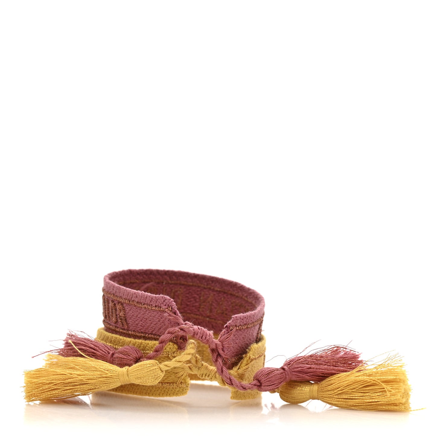 Woven Cotton J'Adior Friendship Bracelet Set  Yellow Pink