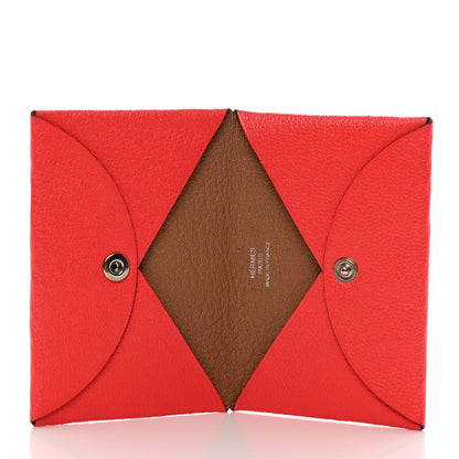Hermes Chevre Mysore Verso Calvi Card Case Rose Texas Quebracho 5 of 12