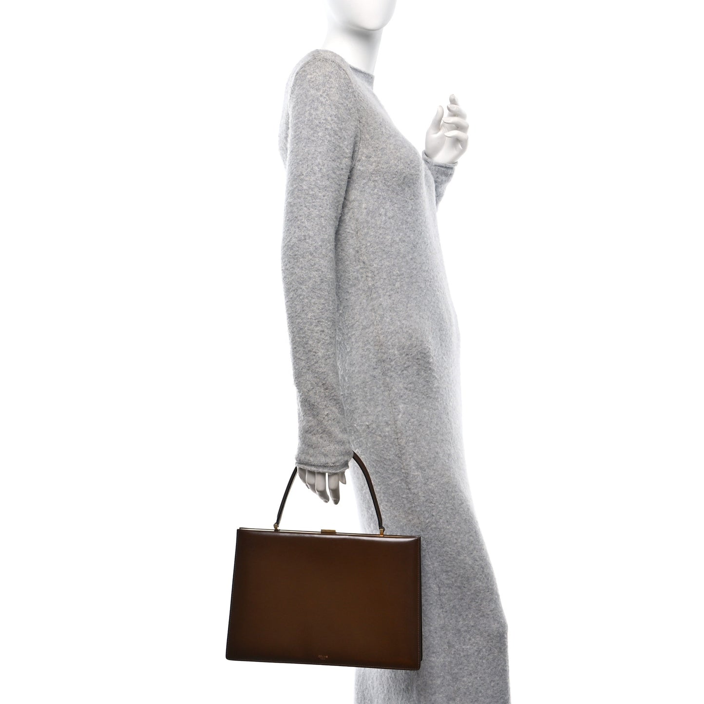 Patina Box Calfskin Medium Clasp Bag Camel