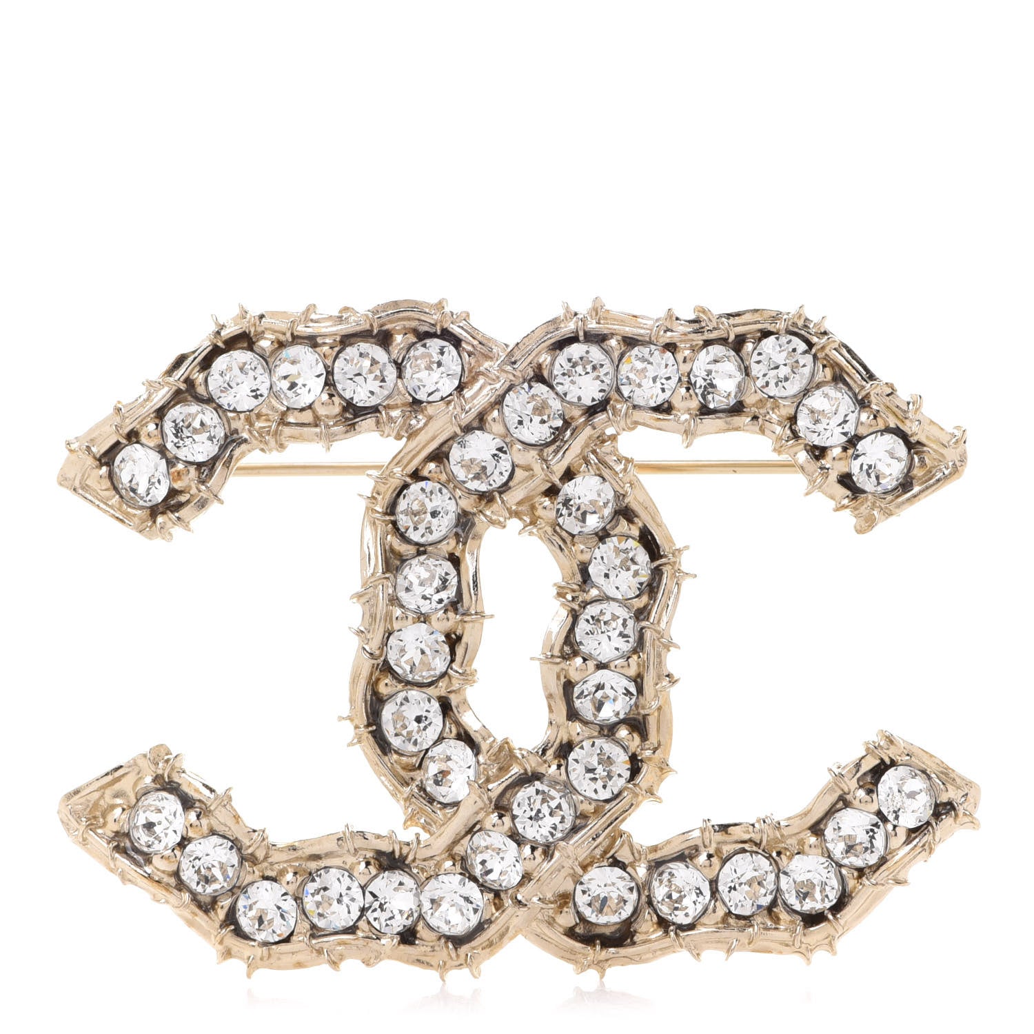 Chanel Crystal CC Camellia Express Brooch Gold 1 of 5