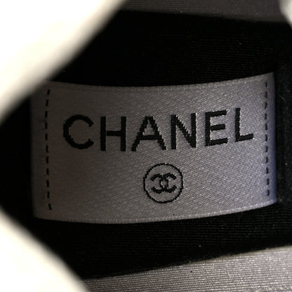 Chanel Fabric Laminated Calfskin Stretch CC Sneakers 39.5 White Gold Silver 8 of 10