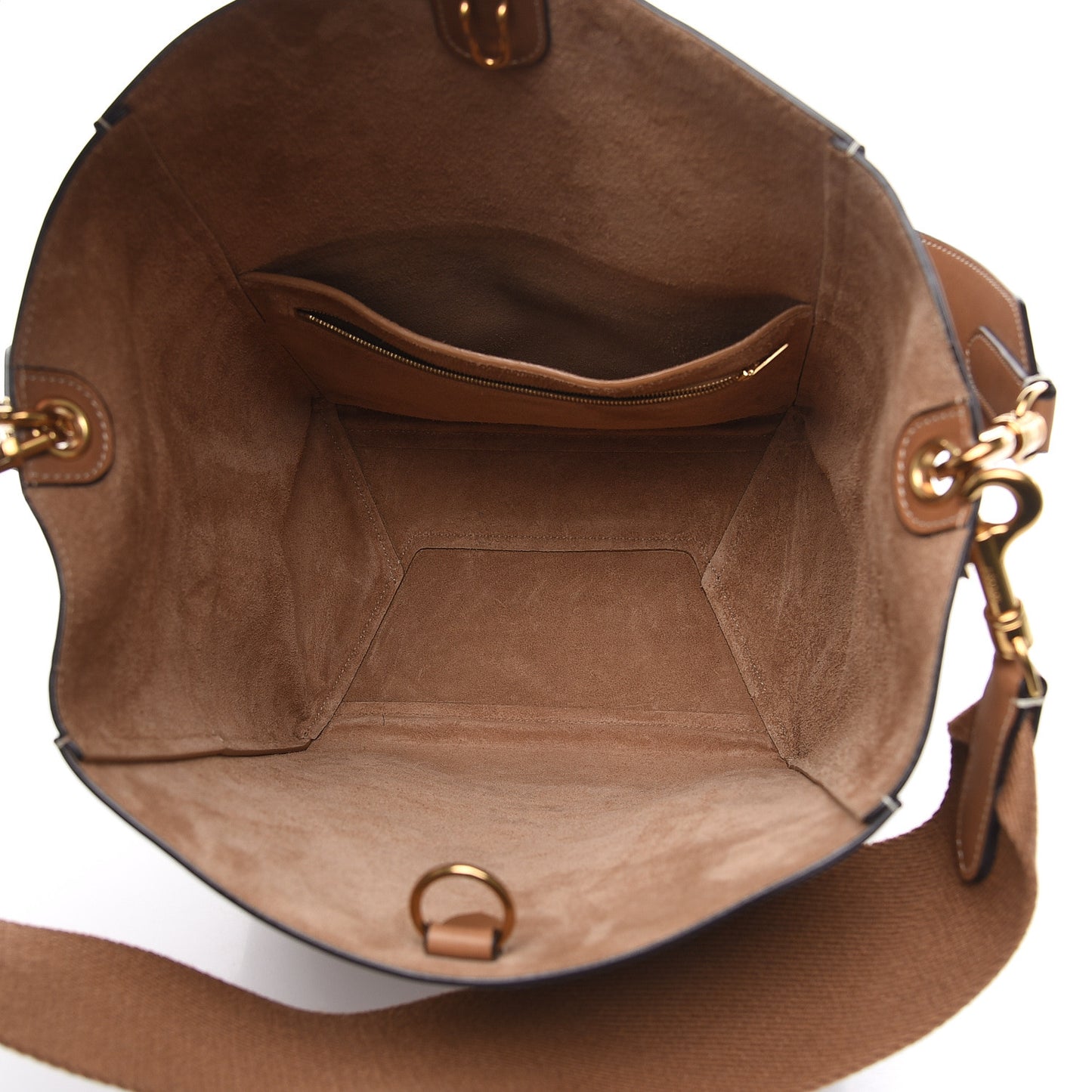 Natural Calfskin Sangle Bucket Bag Light Camel