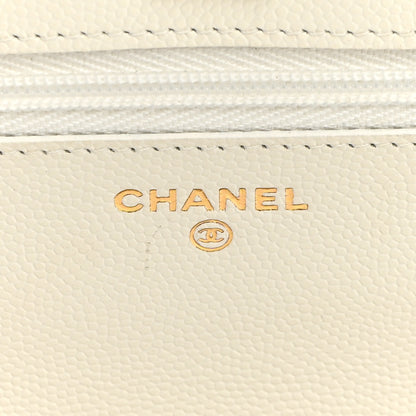 Chanel Shiny Caviar Quilted Turnlock Top Handle Wallet On Chain WOC White 5 of 9