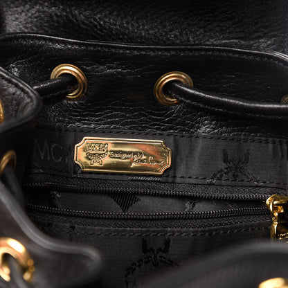 MCM Grained Calfskin Studded Drawstring Backpack Black 8 of 12