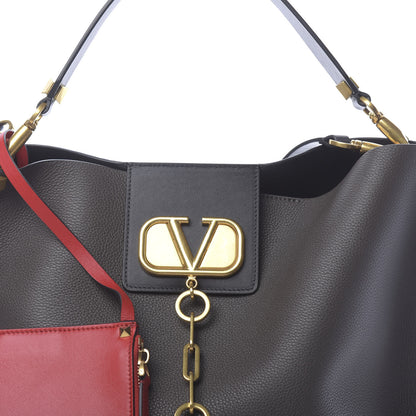 Valentino Garavani Grainy Calfskin Escape Hobo Bag Graphite 7 of 9