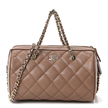 Chanel Caviar Quilted Barrel Clutch With Chain Brown 1 of 11