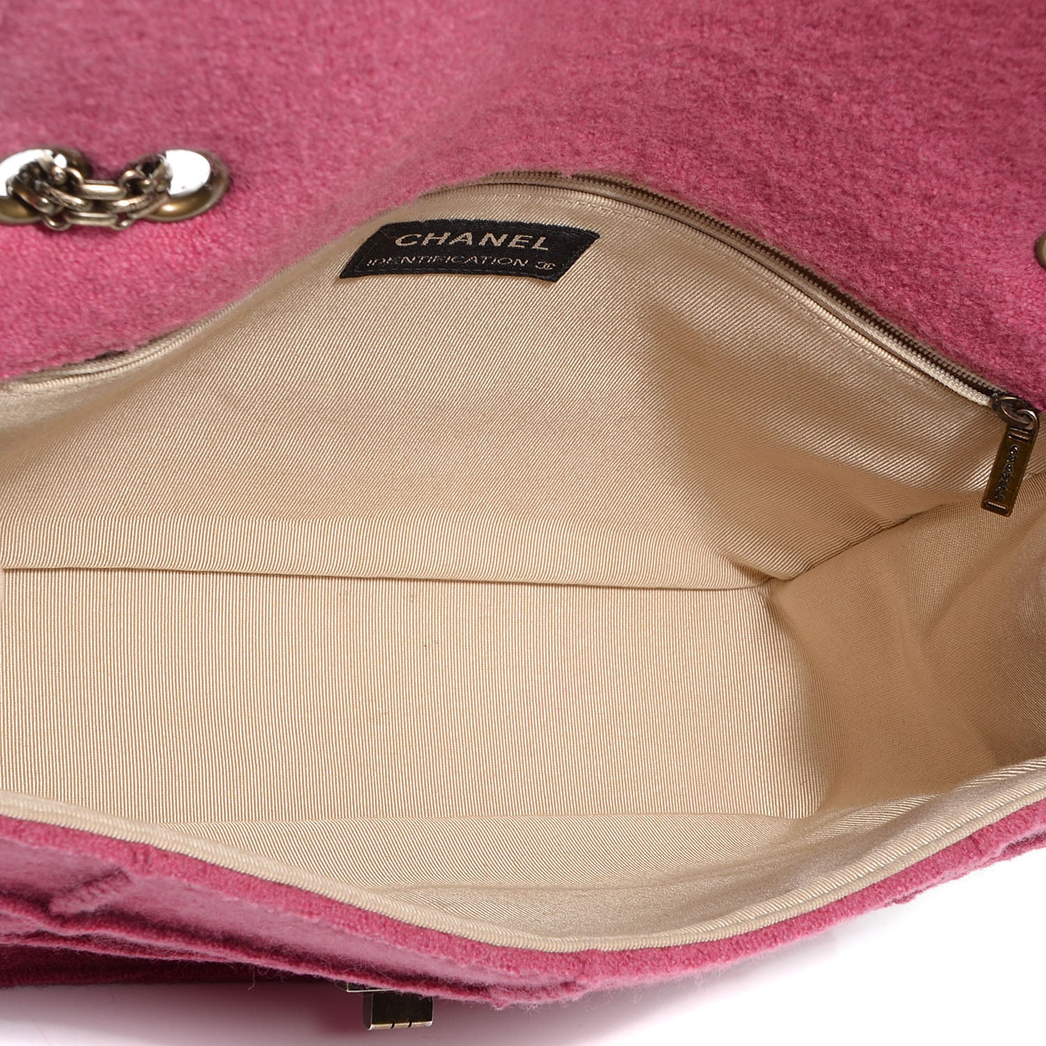 Chanel Wool Patchwork Mademoiselle Jumbo Flap Dark Pink 5 of 8