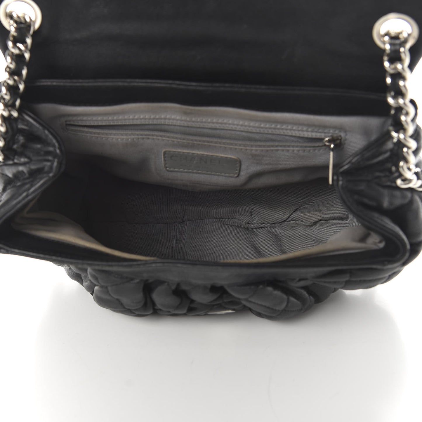 Washed Lambskin Quilted Medium Chain Around Messenger Black