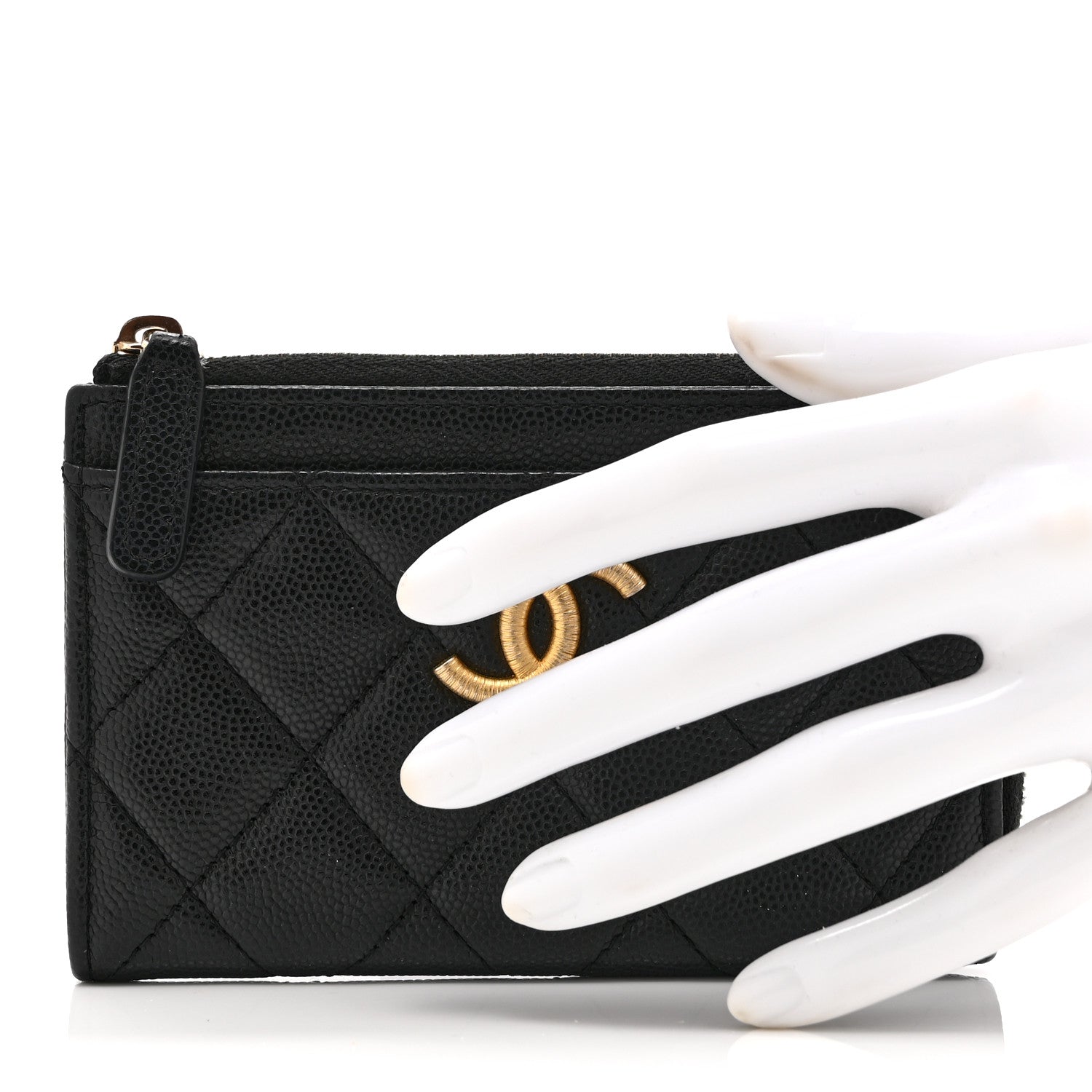 Chanel Caviar Quilted CC Zip Around Card Holder Black 2 of 10