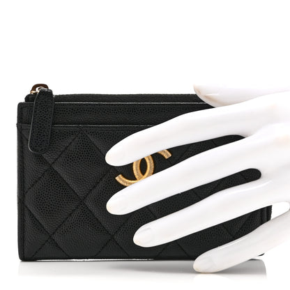 Chanel Caviar Quilted CC Zip Around Card Holder Black 2 of 10