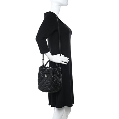 Balenciaga Nappa Calfskin Quilted Touch B Bucket Bag Black 2 of 9