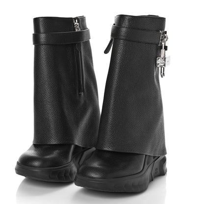 Givenchy Grained Calfskin Shark Lock Biker Ankle Boots 36 Black 3 of 9