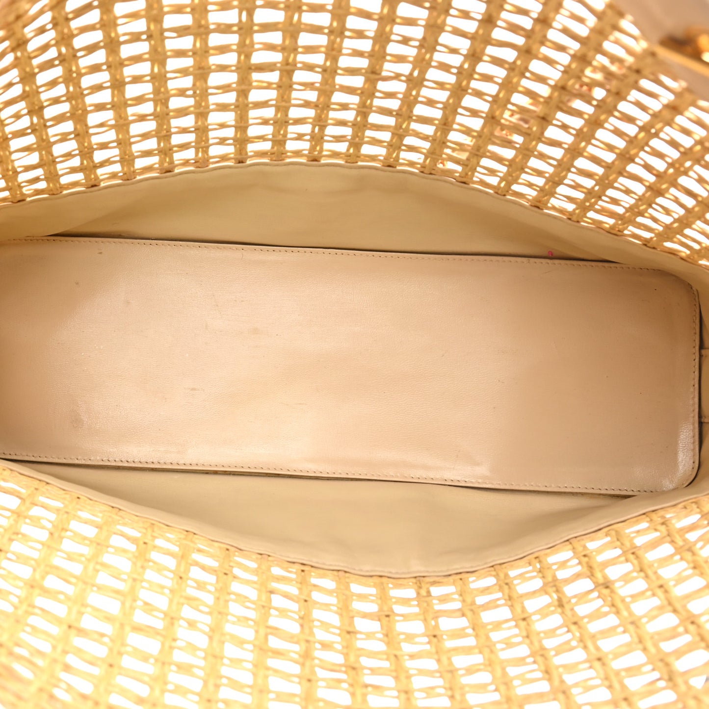 Lambskin Straw CC Tote Beige