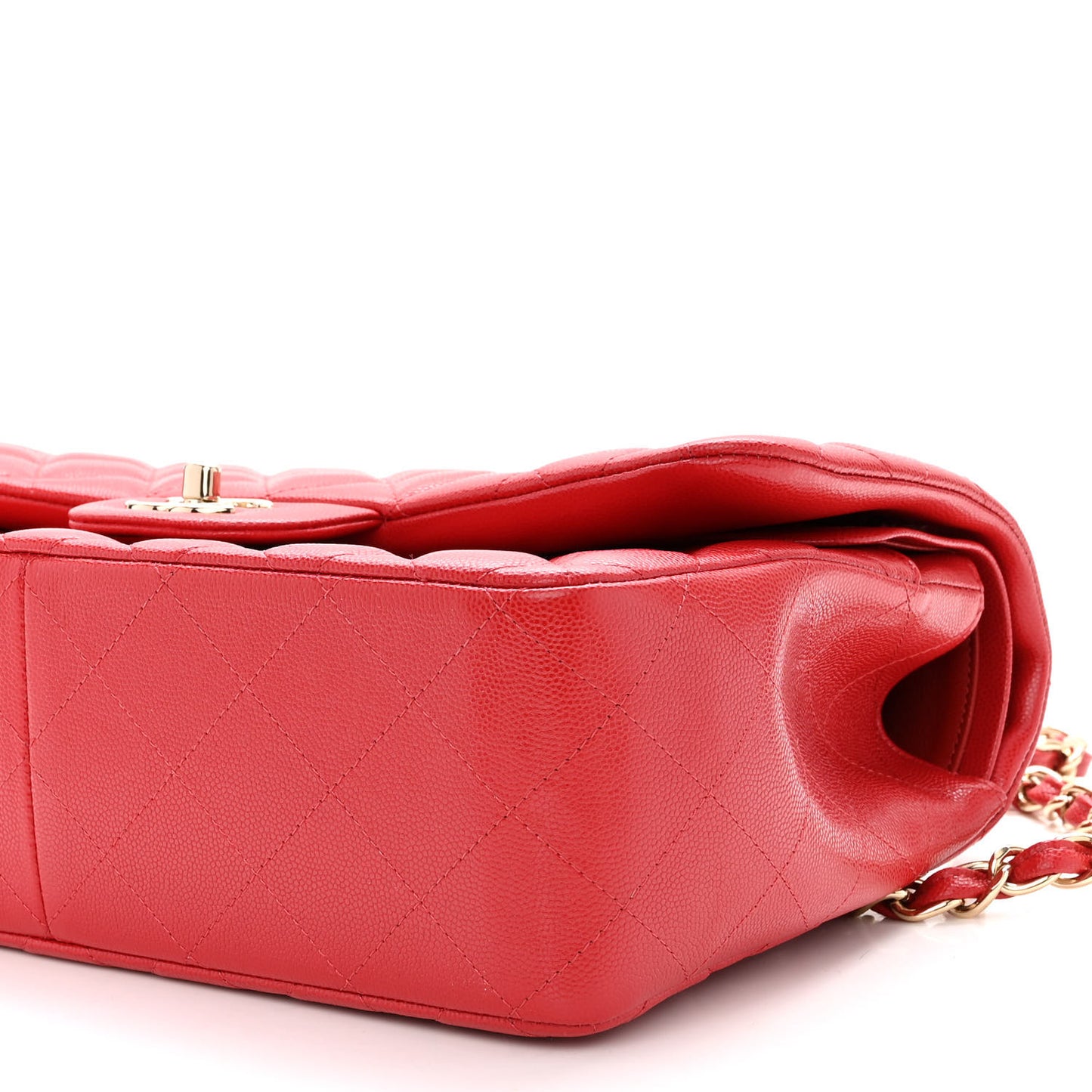 Caviar Quilted Jumbo Double Flap Red