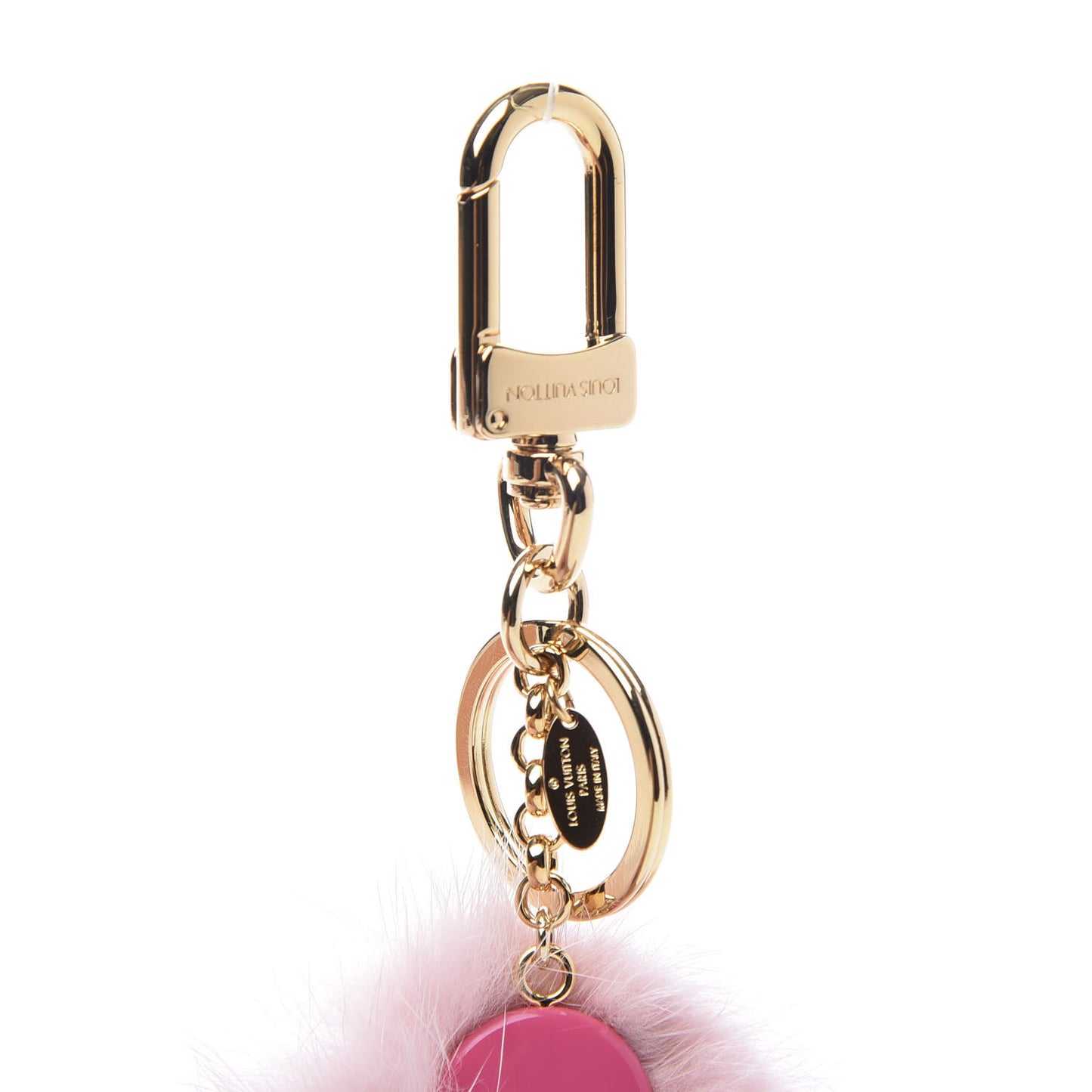 Resin Wood Mink Fur Vivienne Bag Charm Key Holder Pink