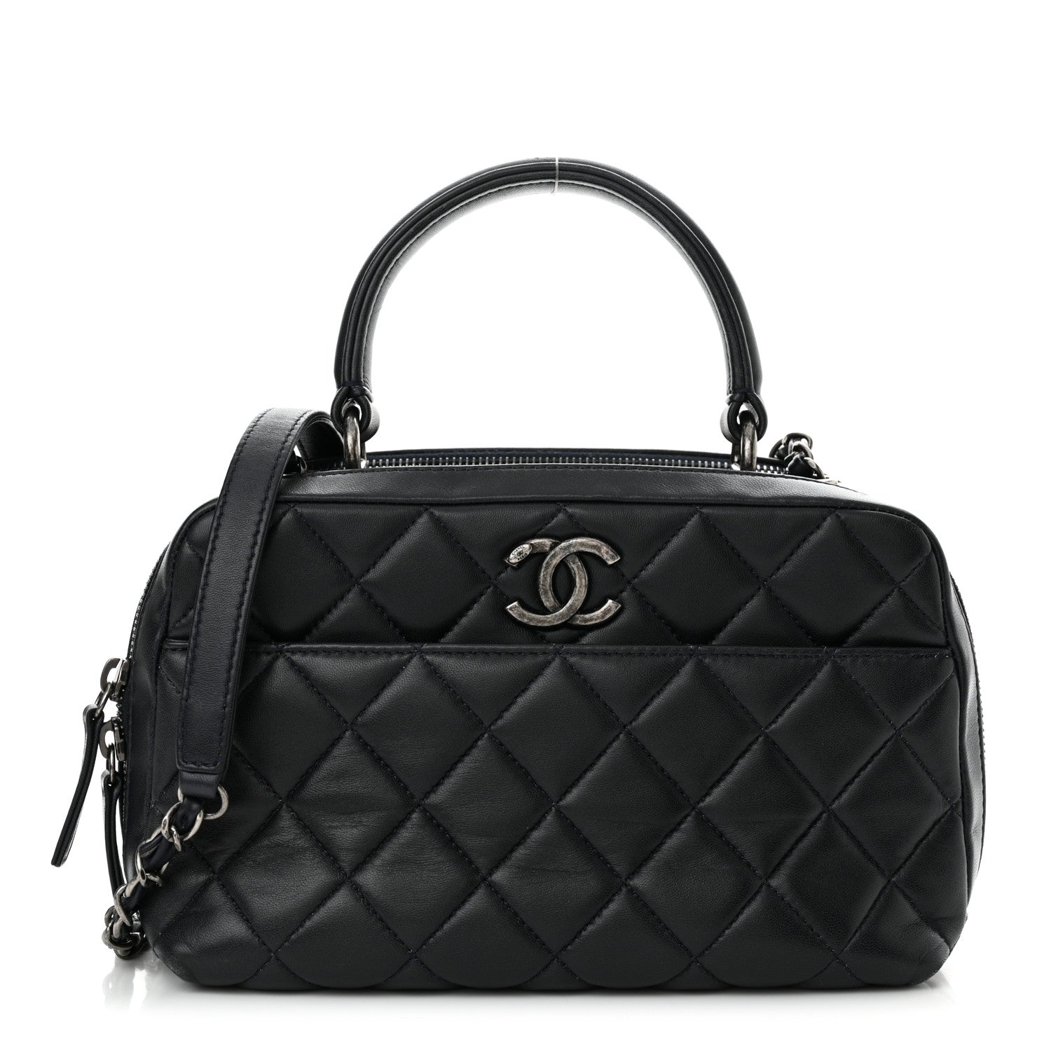 Chanel Lambskin Quilted Medium Trendy CC Bowling Bag Navy 1 of 12