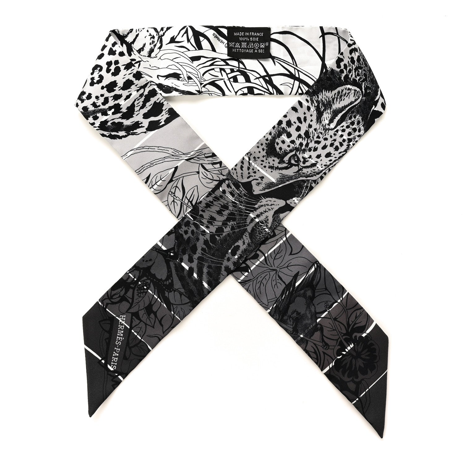 Hermes Silk Jungle Love Rainbow Twilly Gris Black White 1 of 3