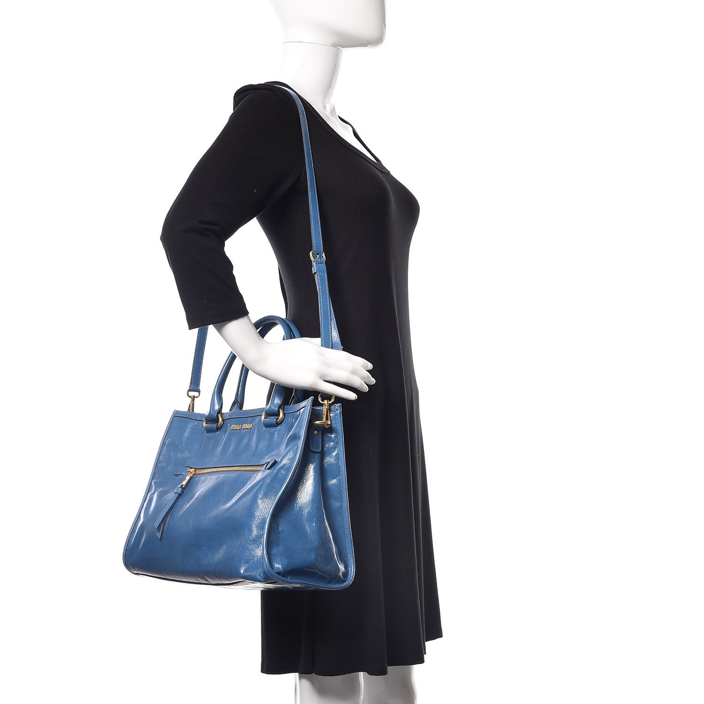 Vitello Shine Zip Tote Laguna