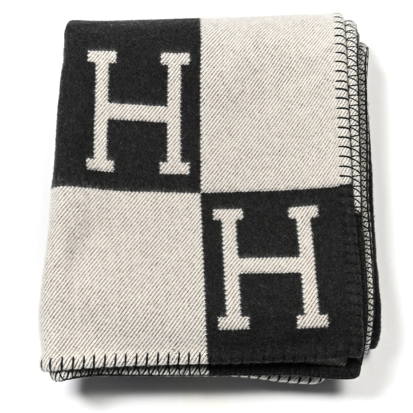 Wool Cashmere Avalon Blanket Ecru Gris Fonce