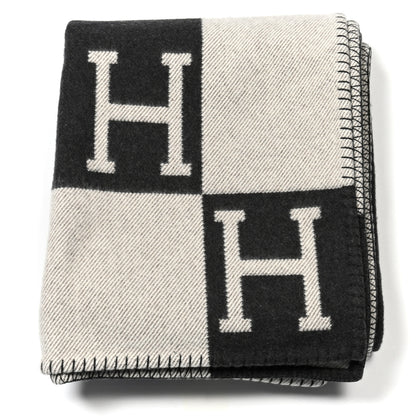Hermes Wool Cashmere Avalon Blanket Ecru Gris Fonce 1 of 3