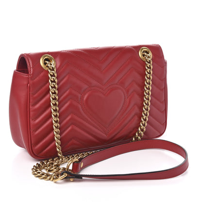 Gucci Calfskin Matelasse Small GG Marmont Shoulder Bag Hibiscus Red 3 of 10