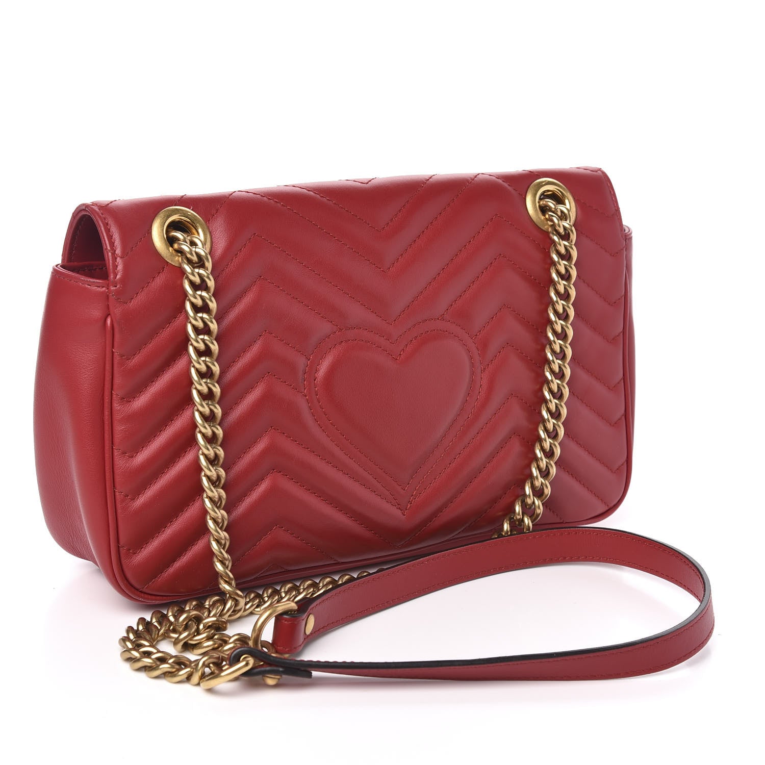 Gucci Calfskin Matelasse Small GG Marmont Shoulder Bag Hibiscus Red 3 of 10
