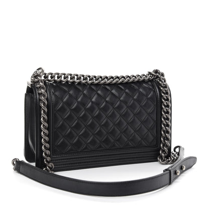 Chanel Metallic Calfskin Quilted Medium Boy Flap Black 2 of 8