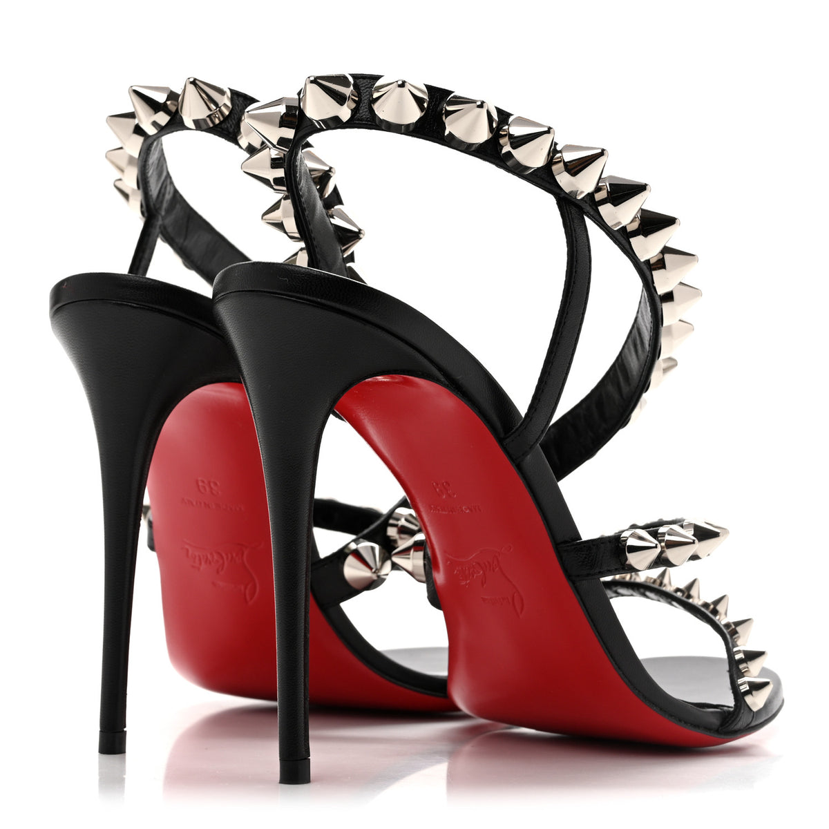 Calfskin Spikita Slingback 100 Stiletto Pumps 39 Black Silver