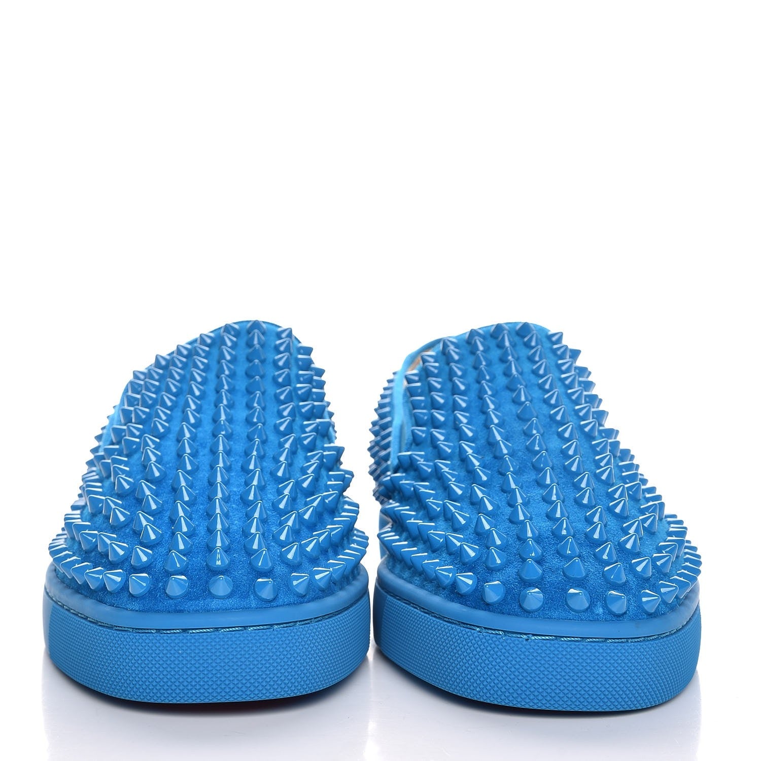 Christian Louboutin Veau Velours Spikes Mens Roller Boat Flat 39.5 Egyptian Blue 2 of 9