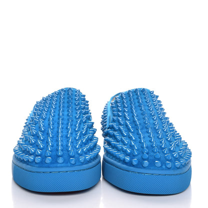 Christian Louboutin Veau Velours Spikes Mens Roller Boat Flat 39.5 Egyptian Blue 2 of 9