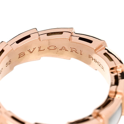Bulgari 18K Rose Gold Diamond Mother of Pearl 6mm Serpenti Viper Band Ring 55 7.25 5 of 5
