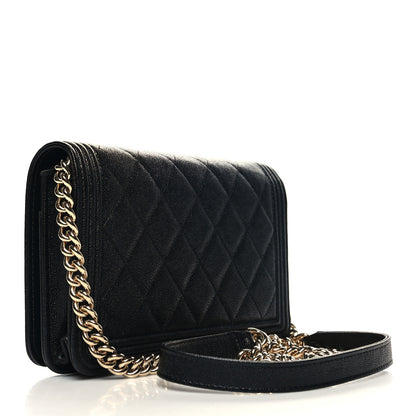 Chanel Caviar Quilted Boy Wallet On Chain WOC Black 3 of 13