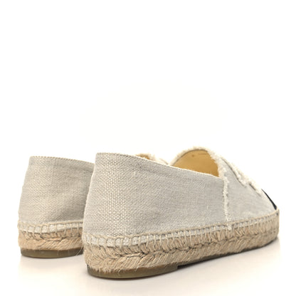 Chanel Linen CC Espadrilles 40 Beige Black 4 of 10