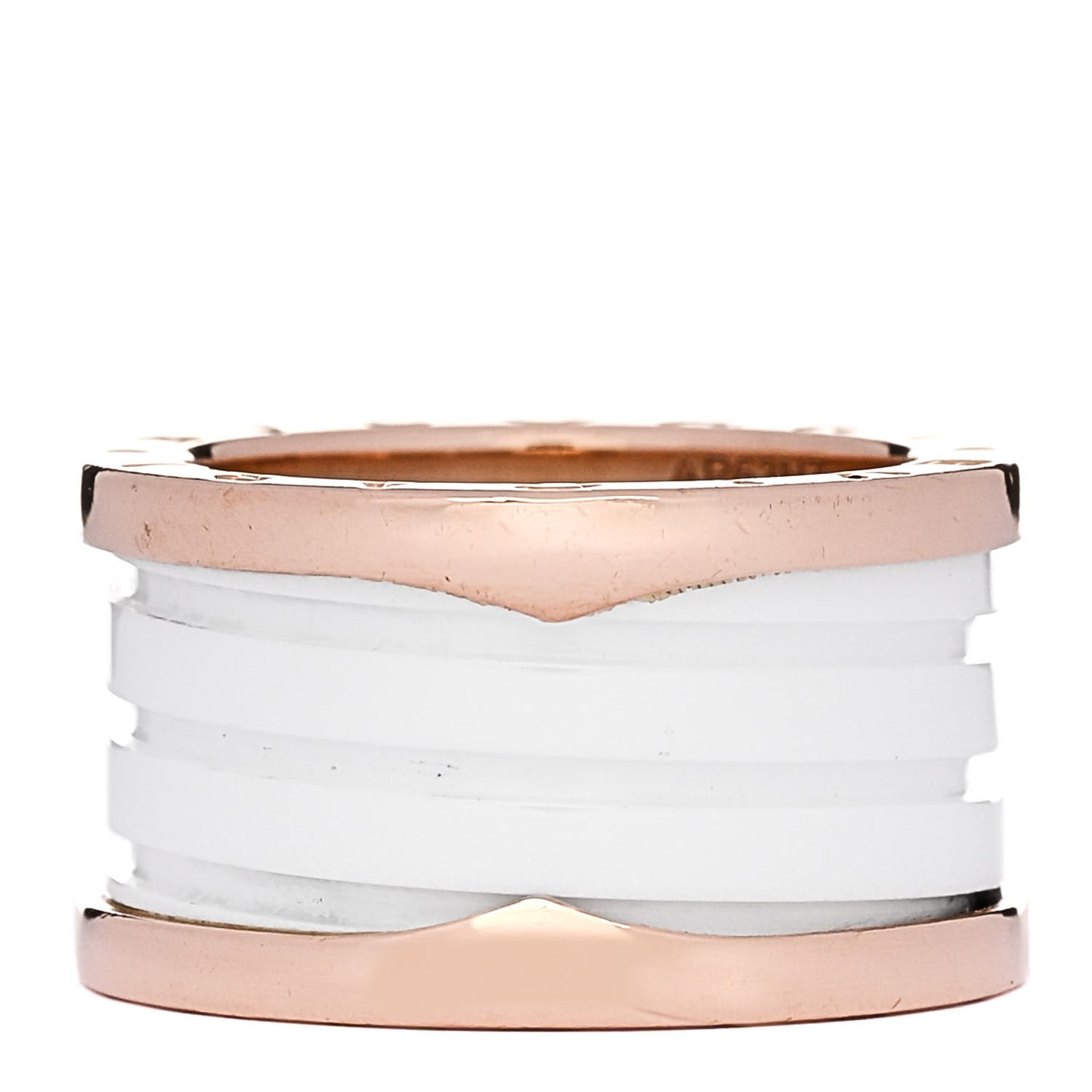 18K Rose Gold White Ceramic B.Zero1 Four-Band Ring 52 6