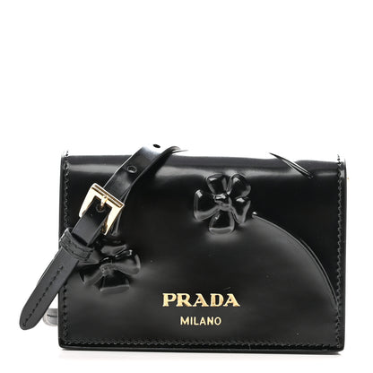 Prada Spazzolato Fior Card Holder With Strap Black 1 of 9