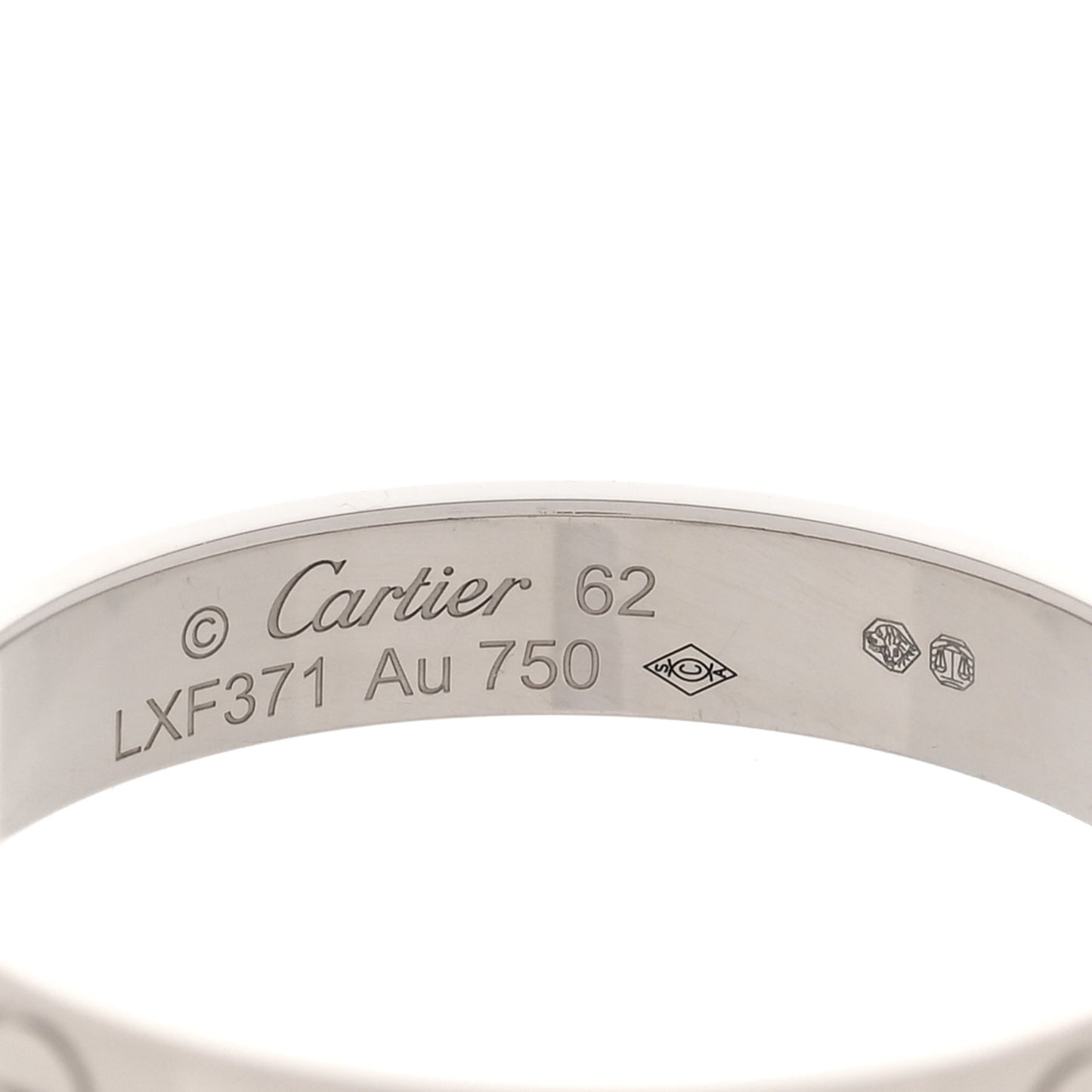 18K White Gold 3.5mm LOVE Wedding Band Ring 62 10